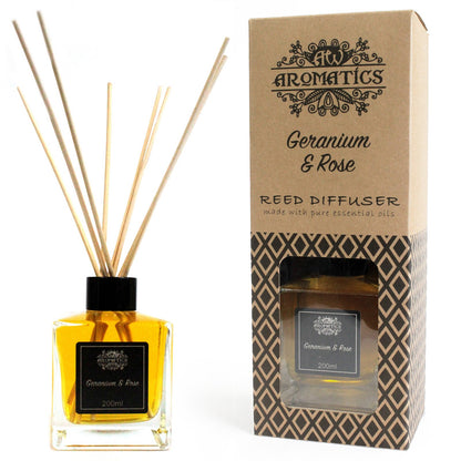Geranium & Rose Essential Oil Reed Diffuser – 200ml | Floral, Restorative & Balancing