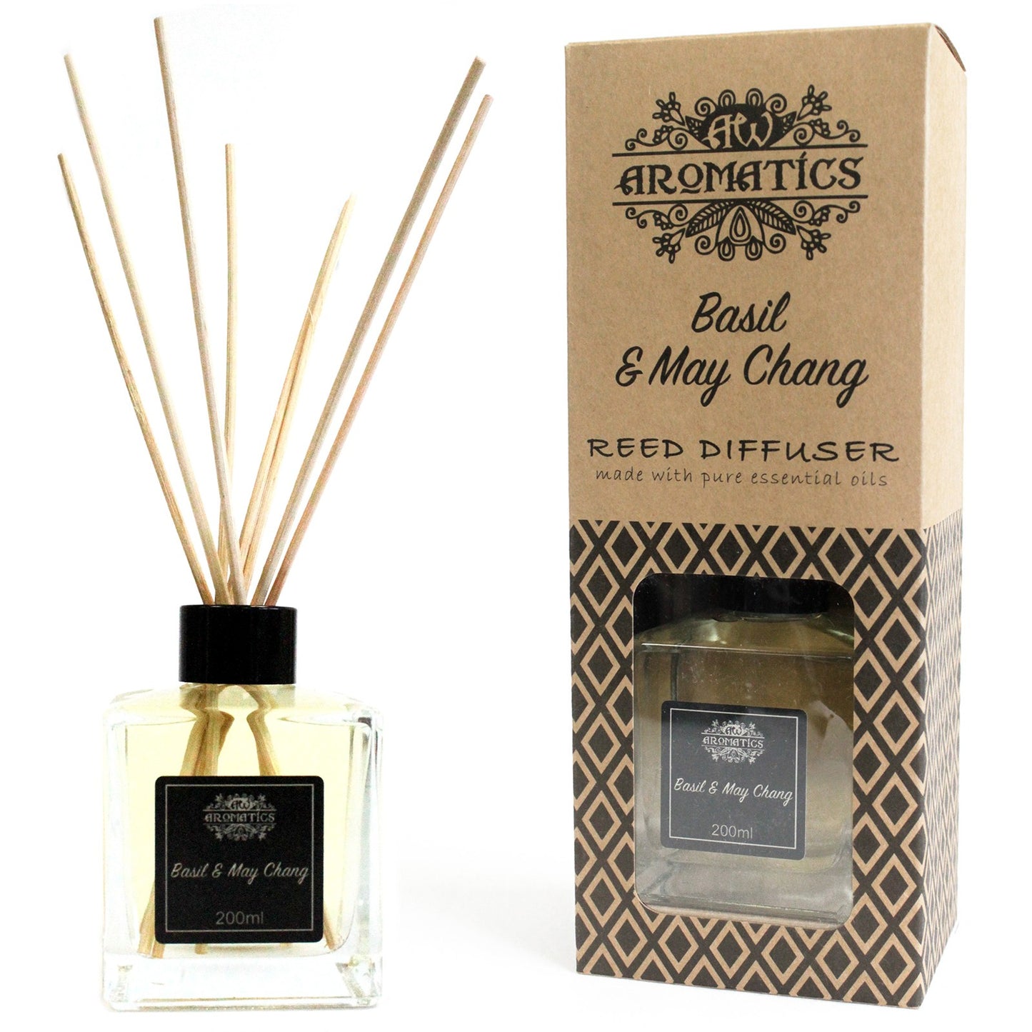Basil & May Chang Essential Oil Reed Diffuser – 200ml | Fresh, Bright & Stimulating