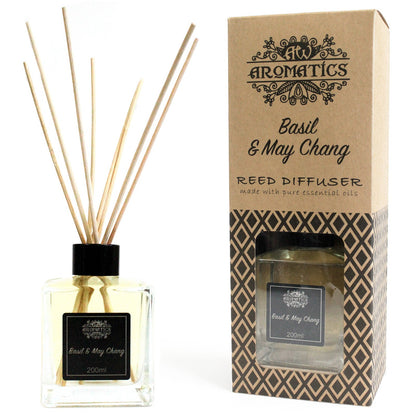 Basil & May Chang Essential Oil Reed Diffuser – 200ml | Fresh, Bright & Stimulating