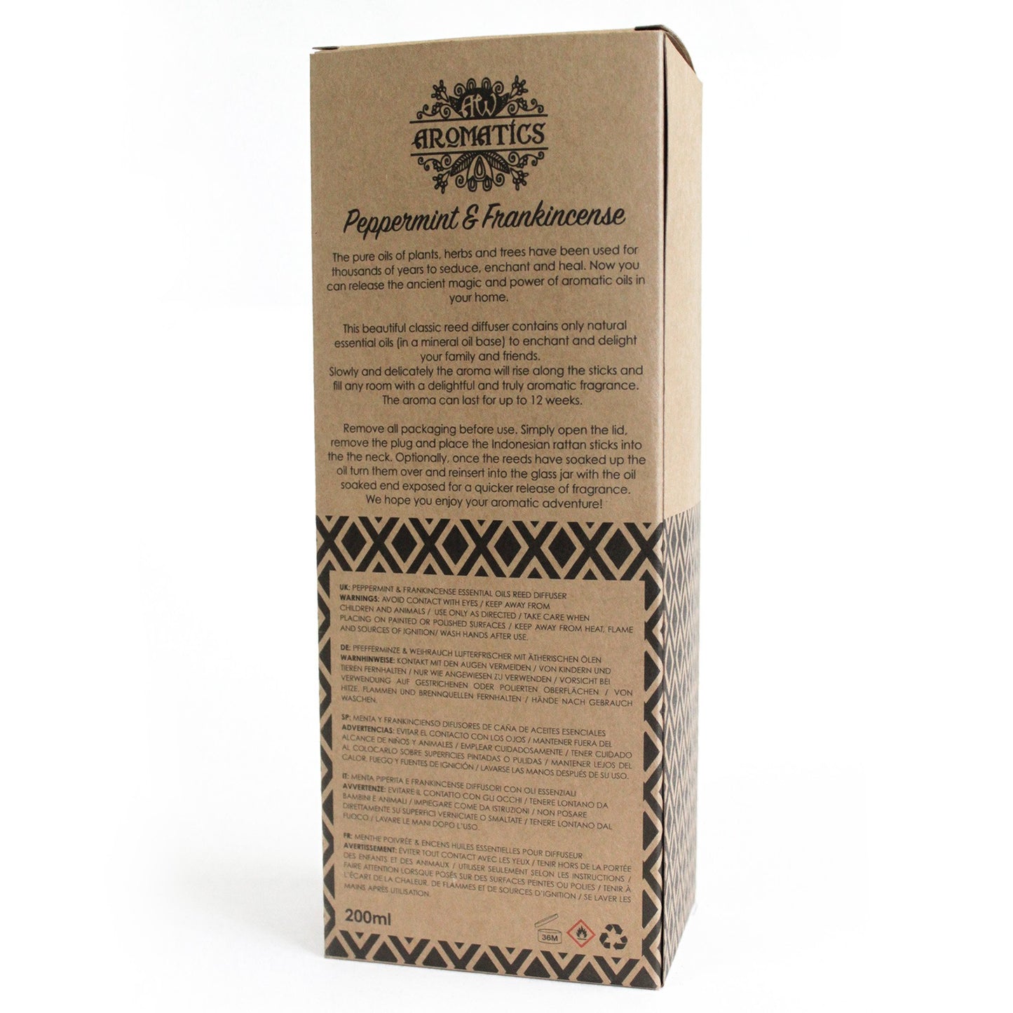 Peppermint & Frankincense Essential Oil Reed Diffuser – 200ml | Cool, Clean & Meditative