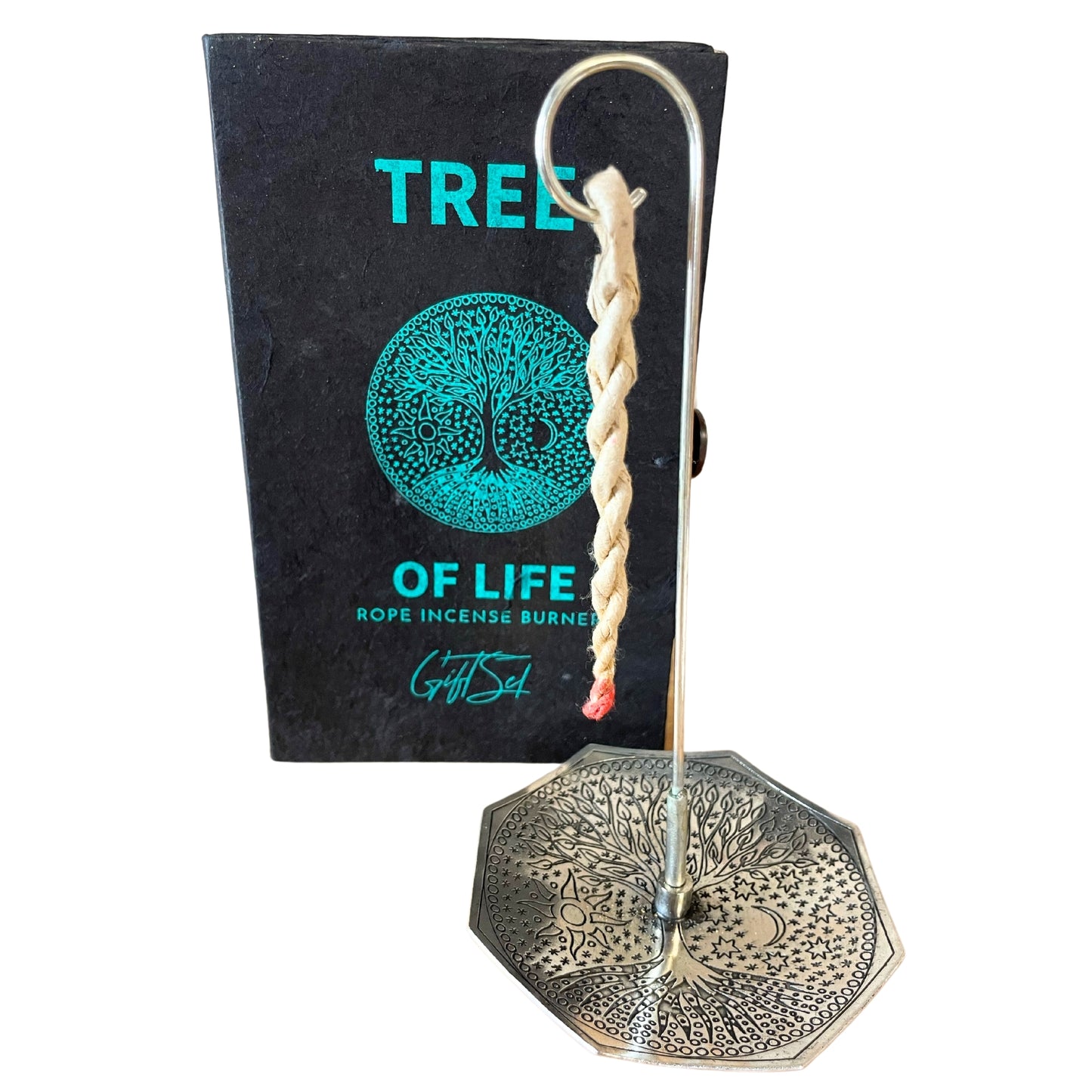 Himalayan Rope Incense + Silver-Plated Holder Set – Tree of Life | 10 Hand-Rolled Ropes with Wild Herbs from Nepal