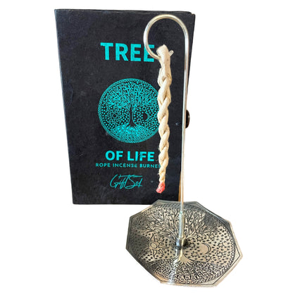 Himalayan Rope Incense + Silver-Plated Holder Set – Tree of Life | 10 Hand-Rolled Ropes with Wild Herbs from Nepal