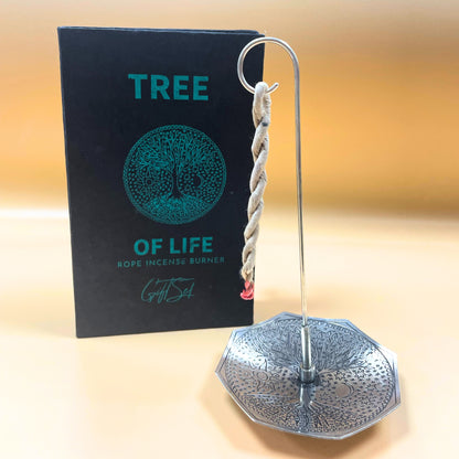 Himalayan Rope Incense + Silver-Plated Holder Set – Tree of Life | 10 Hand-Rolled Ropes with Wild Herbs from Nepal