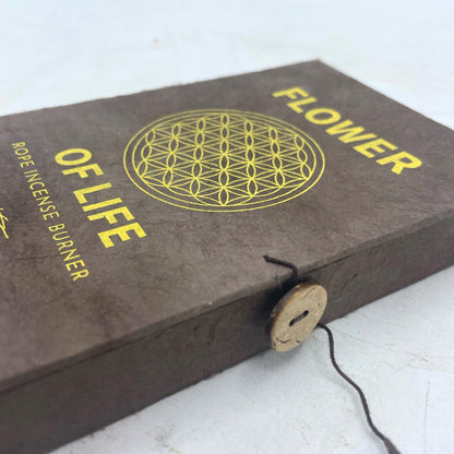 Himalayan Rope Incense + Silver-Plated Holder Set – Flower of Life | 10 Hand-Rolled Ropes with Wild Herbs from Nepal