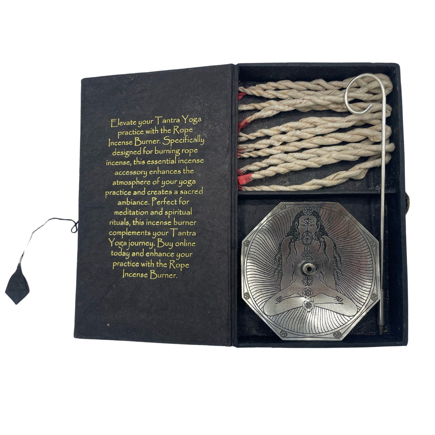 Himalayan Rope Incense + Silver-Plated Holder Set – Tantra Yoga | 10 Hand-Rolled Ropes with Wild Herbs from Nepal