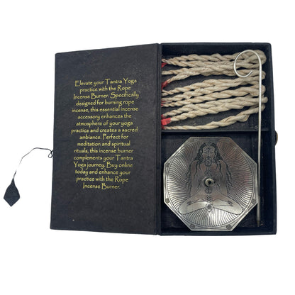 Himalayan Rope Incense + Silver-Plated Holder Set – Tantra Yoga | 10 Hand-Rolled Ropes with Wild Herbs from Nepal