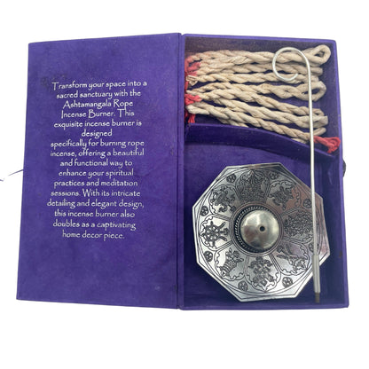Himalayan Rope Incense + Silver-Plated Holder Set – Austamangal | 10 Hand-Rolled Ropes with Wild Herbs from Nepal