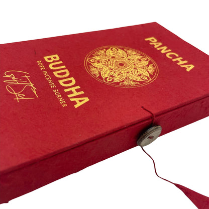 Himalayan Rope Incense + Silver-Plated Holder Set – Pancha Buddha | 10 Hand-Rolled Ropes with Wild Herbs from Nepal