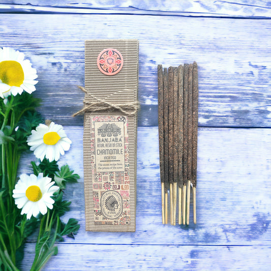 Banjara Ritual Resin Incense Sticks – Chamomile (20cm) | Handcrafted Aromatic Resin Blends for Rituals & Meditation