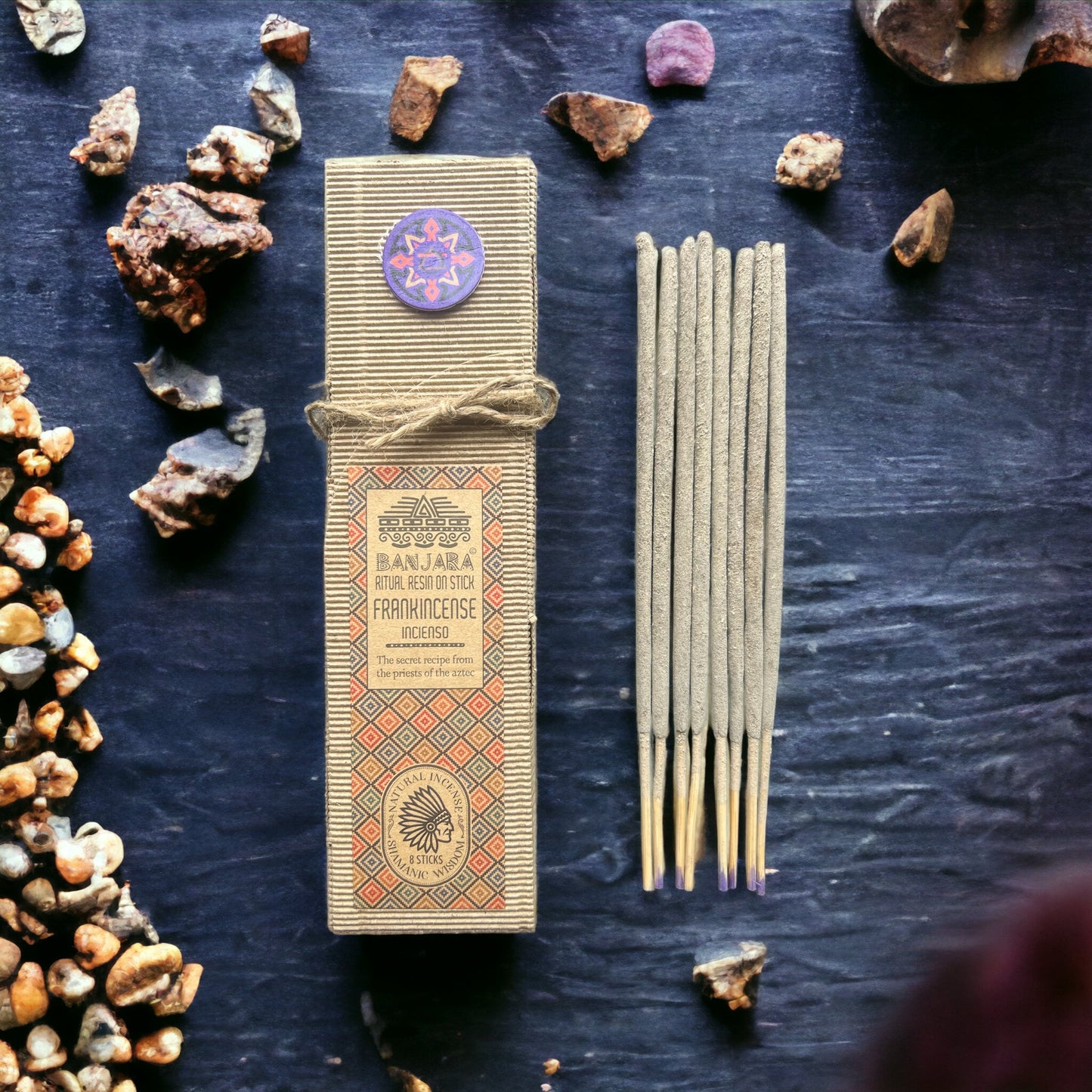 Banjara Ritual Resin Incense Sticks – Frankincense (20cm) | Handcrafted Aromatic Resin Blends for Rituals & Meditation