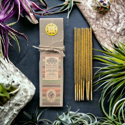 Banjara Ritual Resin Incense Sticks – Lemongrass (20cm) | Handcrafted Aromatic Resin Blends for Rituals & Meditation