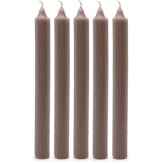 Taupe Rustic Dinner Candles – Pack of 5 | 8 Hour Burn Time