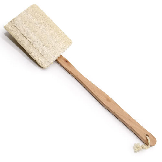 Loofah Long Handle Scrub – Hemu Wood | Natural Back & Body Exfoliator