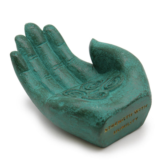 Indonesian Stone Incense Holder – Green Hand | Strength with Humility Symbol