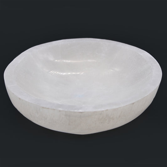 Round Selenite Bowl – Large | Polished Crystal Display Dish