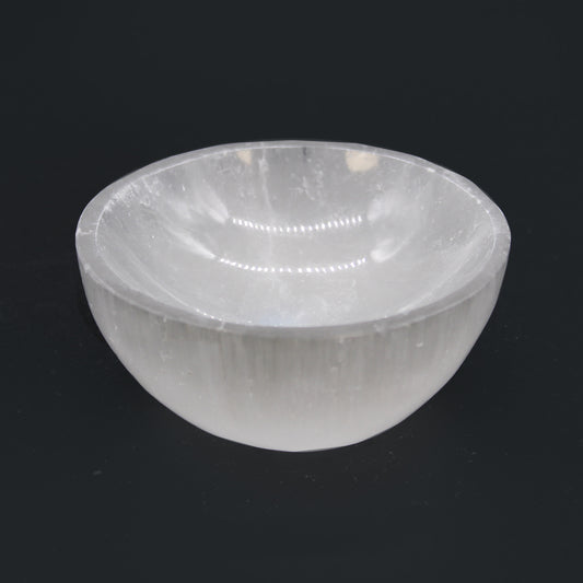 Round Selenite Bowl – Small | Polished Crystal Display Dish