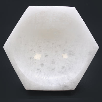 Selenite Hexagonal Bowl – Large | Vessel for Crystals, Incense & Ritual Use