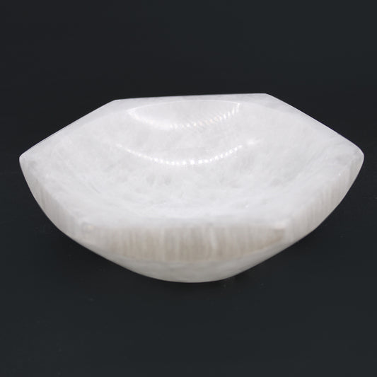 Selenite Hexagonal Bowl – Large | Vessel for Crystals, Incense & Ritual Use
