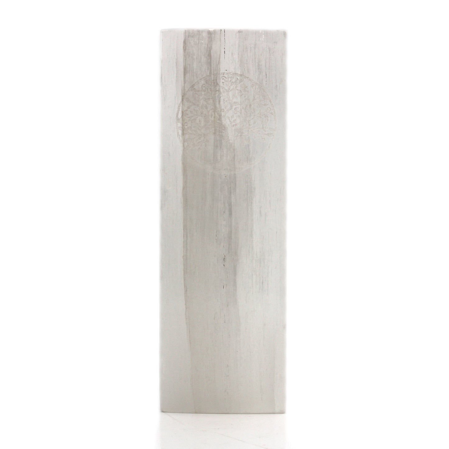 Selenite Block Lamp – Tree of Life | Hand-Carved Natural Crystal Light