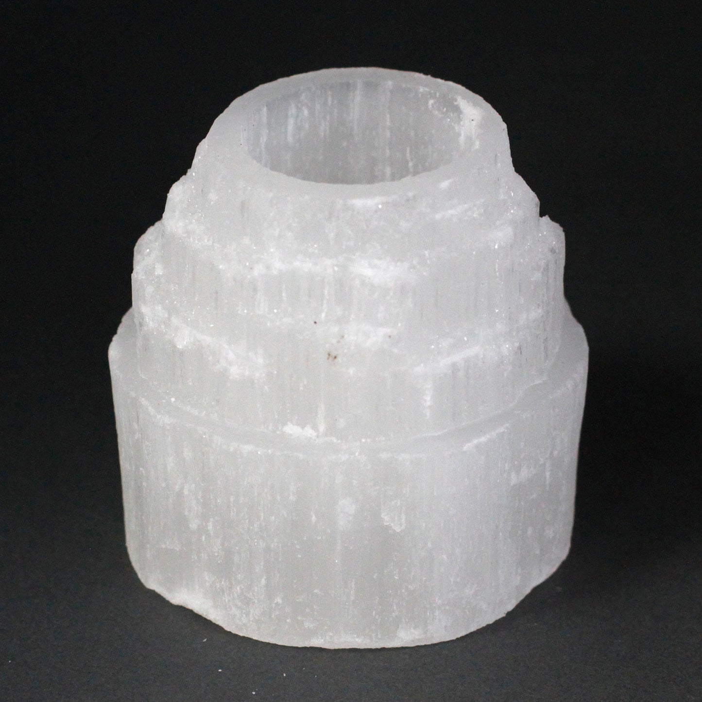Selenite Candle Holder – Mountain Top | Natural Crystal Tealight Holder