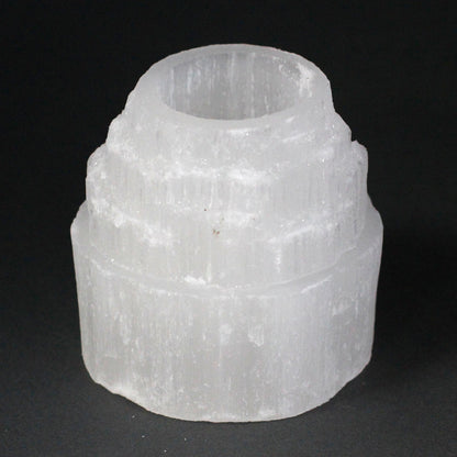Selenite Candle Holder – Mountain Top | Natural Crystal Tealight Holder