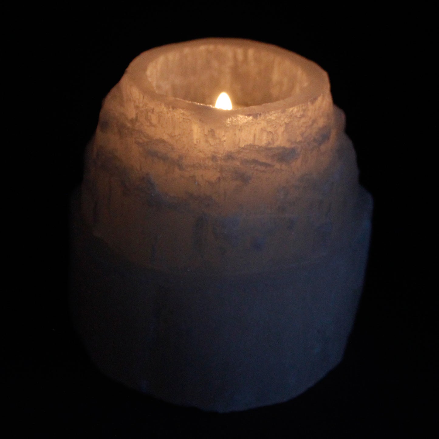 Selenite Candle Holder – Mountain Top | Natural Crystal Tealight Holder
