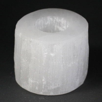 Selenite Cylinder Candle Holder – Small | Natural Crystal Tealight Holder