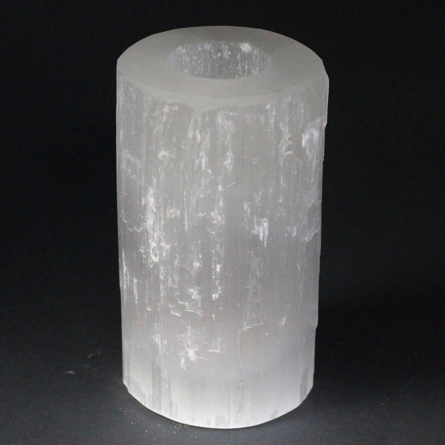 Selenite Cylinder Candle Holder – Large | Natural Crystal Tealight Holder