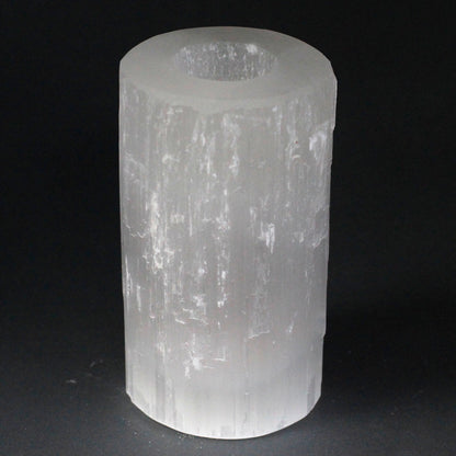 Selenite Cylinder Candle Holder – Large | Natural Crystal Tealight Holder