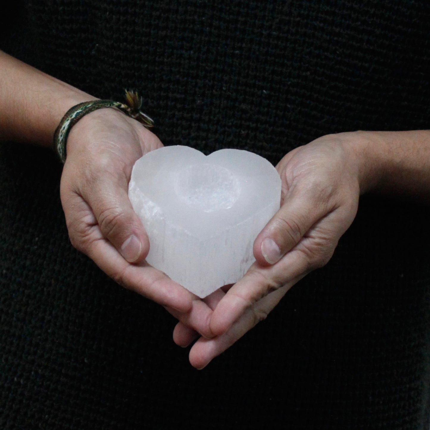 Selenite Candle Holder – Heart | Natural Crystal Tealight Holder