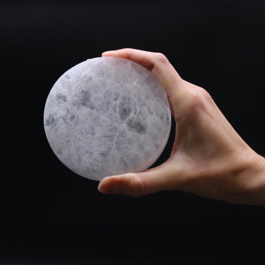 Classic Selenite Charging Plate – Medium | Crystal Disc for Energy Work & Display