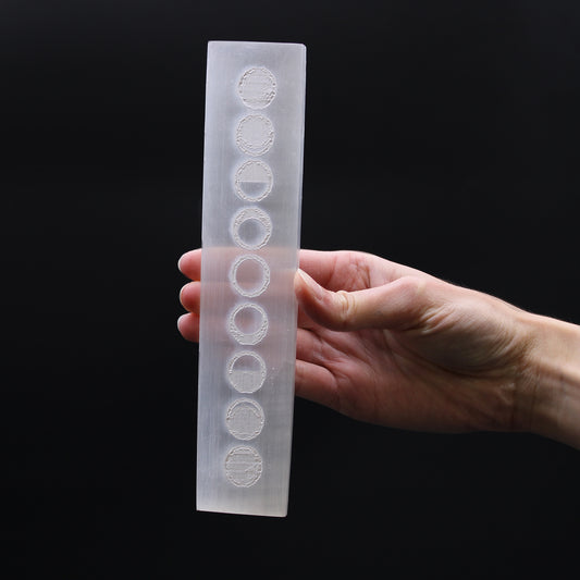 Moon Cycles Selenite Charging Plate – Large | Flat Bar Display Piece