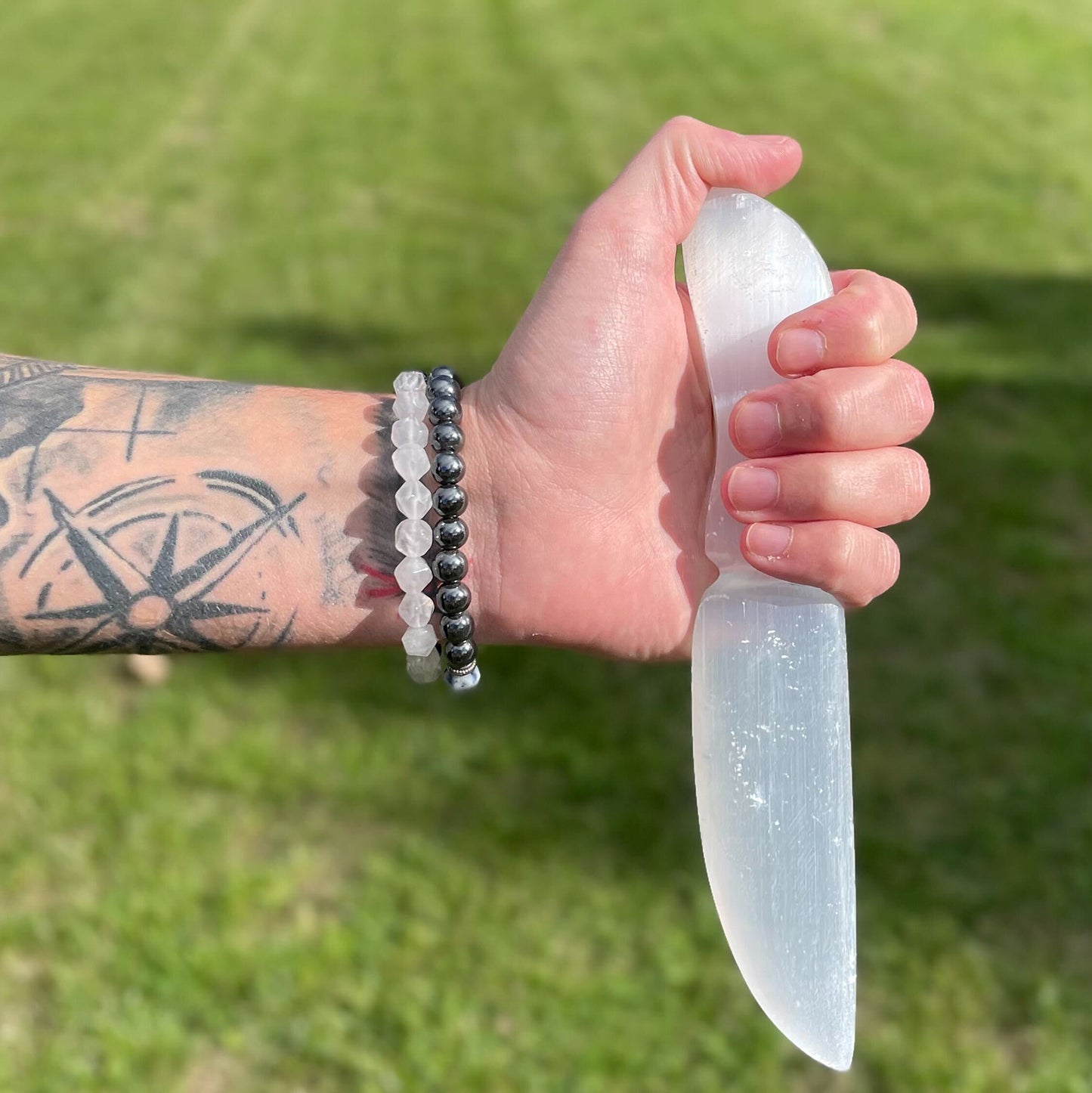 Selenite Ceremonial Knife – Classic | Ritual Display Piece