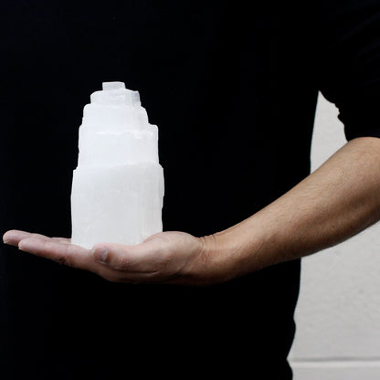 Natural Selenite Tower Lamp – Small | Purifying Crystal Light