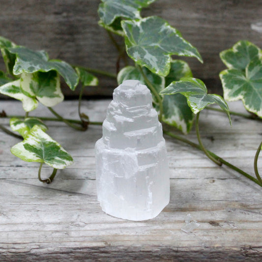 Selenite Tower Sculpture – Extra Small | Carved Crystal Display Piece