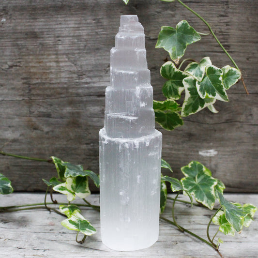 Selenite Tower Sculpture – Large | Carved Crystal Display Piece