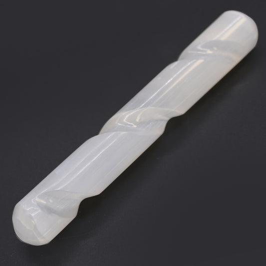 Spiral Selenite Wand – Rounded Ends | Carved Crystal Display Piece