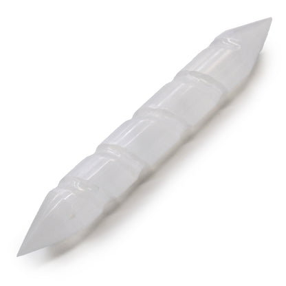Spiral Selenite Wand – Pointed Ends | Carved Crystal Display Piece