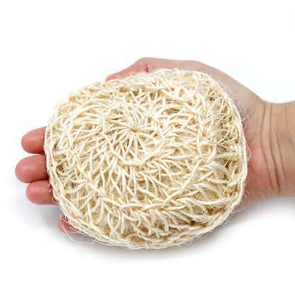 Natural Sisal & Cotton Body Scrub – Round Cushion | Soft Exfoliating Tool with Hand Strap