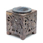 Square Soapstone Oil Burner – Elephant Motif | For Wax Melts & Fragrance Oils