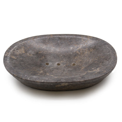 Grey Marble Stone Soap Dish – Classic Oval | Hand-Carved Natural Stone