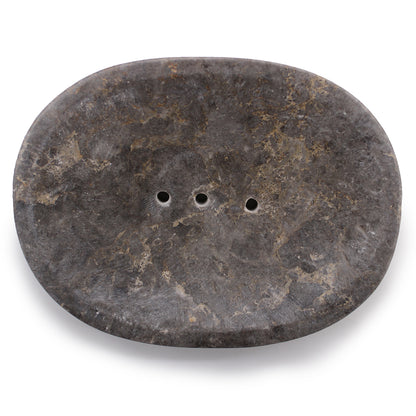 Grey Marble Stone Soap Dish – Classic Oval | Hand-Carved Natural Stone