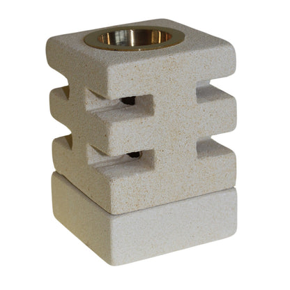 Sandstone Oil Burner – Abstract Cuts Design | Pure Sandstone Finish