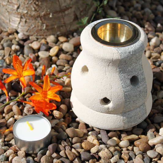 Sandstone Oil Burner – Curved Shape | Sandstone & Grey Stone Finish