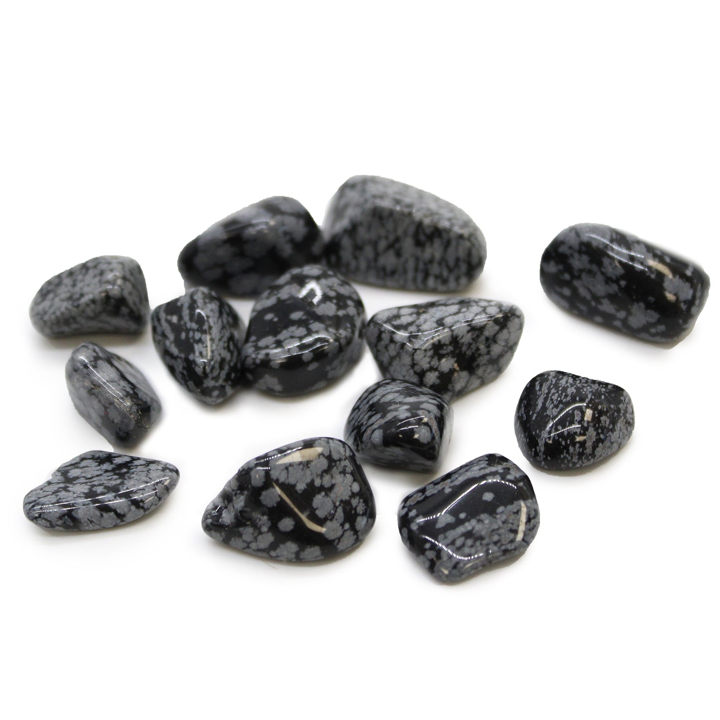 Snowflake Obsidian Tumble Stones – Medium | 24-Pack