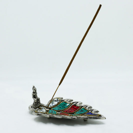 Tibetan Incense Holder – Buddha Leaf | Handcrafted Ceramic Symbol of Peace