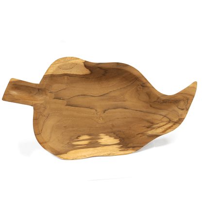 Natural Teak Root Wooden Bowl – Leaf Shaped | Hand-Carved Rustic Serving & Display Bowl
