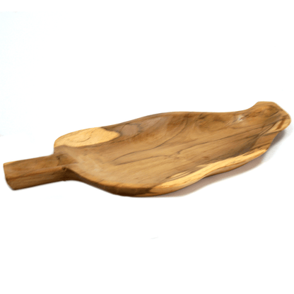 Natural Teak Root Wooden Bowl – Leaf Shaped | Hand-Carved Rustic Serving & Display Bowl