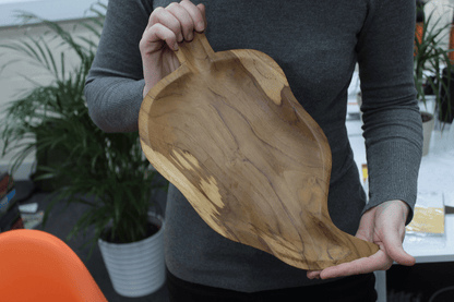 Natural Teak Root Wooden Bowl – Leaf Shaped | Hand-Carved Rustic Serving & Display Bowl