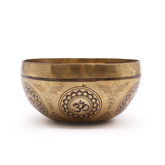 Tibetan Brass Healing Singing Bowl – 7 Chakras (16cm) | Engraved, Resonant & Spiritually Empowering